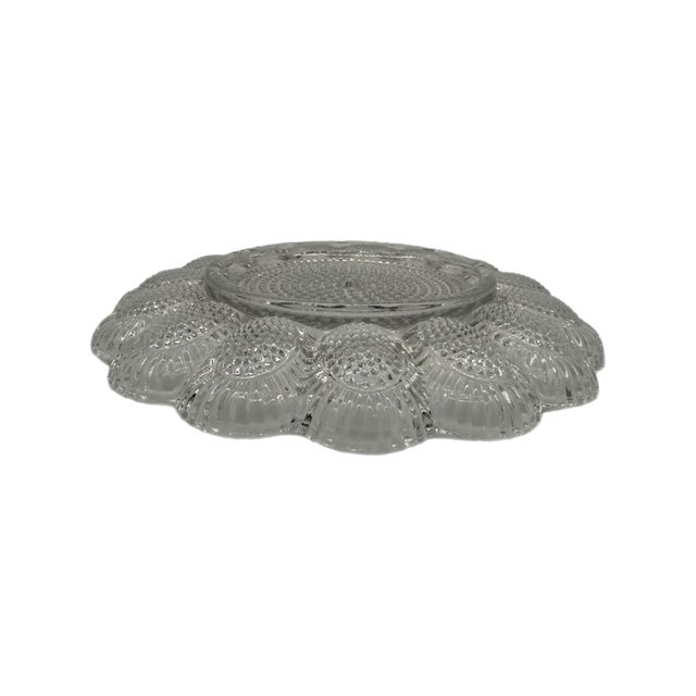 Transparent Vintage Indiana Glass Hobnail Deviled Egg / Oyster Platter With Relish Center For Sale - Image 8 of 8