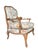 French Provincial Louis XV-Style French Provincial Fauteuil in Custom Ikat Upholstery For Sale - Image 3 of 18