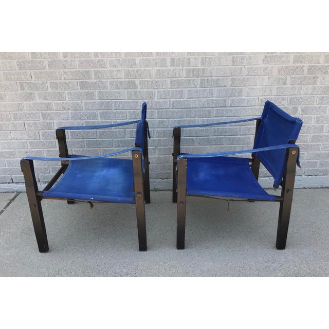 1960s Blue Safari Folding Chairs by Gold Medal Folding Furniture