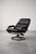 Set of Mid-Century Modern Danish Black Leather Swivel Chair & Ottoman from Unico, 1970s For Sale - Image 9 of 18