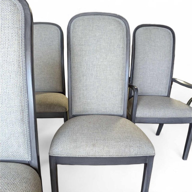 Late 20th Century Set of Six Reupholstered Grey Wood Dining Chairs For Sale - Image 12 of 18