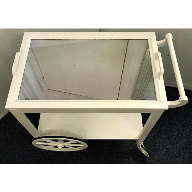Vintage Wooden Bar Cart With Removable Mercury Glass Tray Top For Sale In West Palm - Image 6 of 12