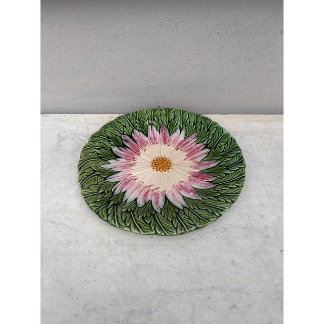 French Majolica daisy plate Orchies unsigned, circa 1890.