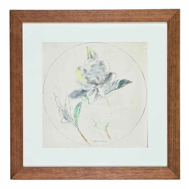 Pencil and watercolor drawing realized by Sigfrido Oliva in 1978. Hand signed and dated. Includes a contemporary wooden...