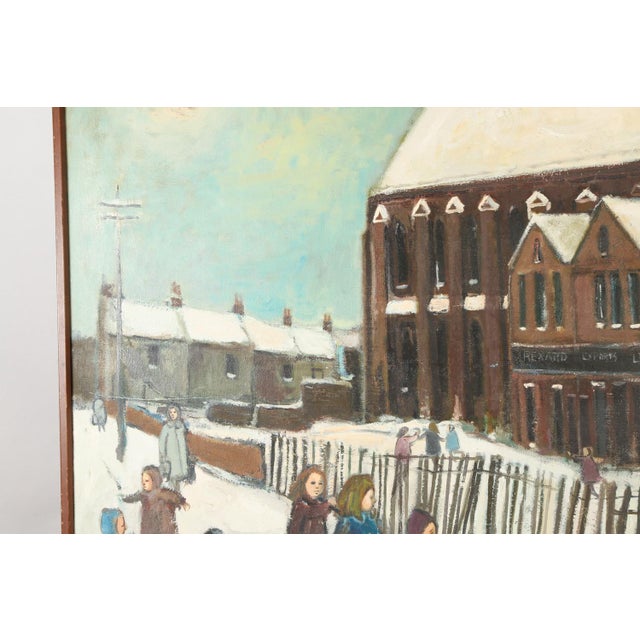 Mid 20th Century John Ash (British, 1926-1999) Snowy Urban Scene, Oil on Canvas For Sale - Image 4 of 9