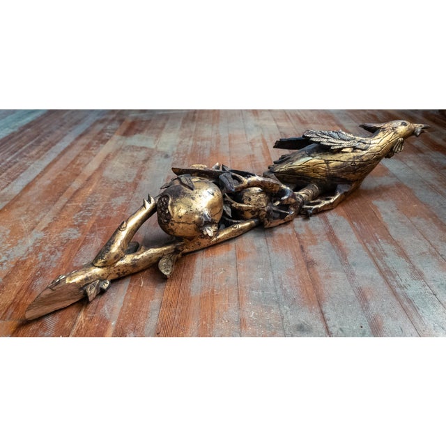 19th Century Chinoiserie Chinese Carved Giltwood Architectural Fragment With Birds and Pomegranates For Sale - Image 14 of 18