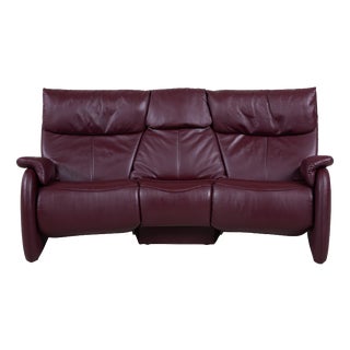 Trapez Leather Three-Seater Red Manual Function Himolla Sofa For Sale