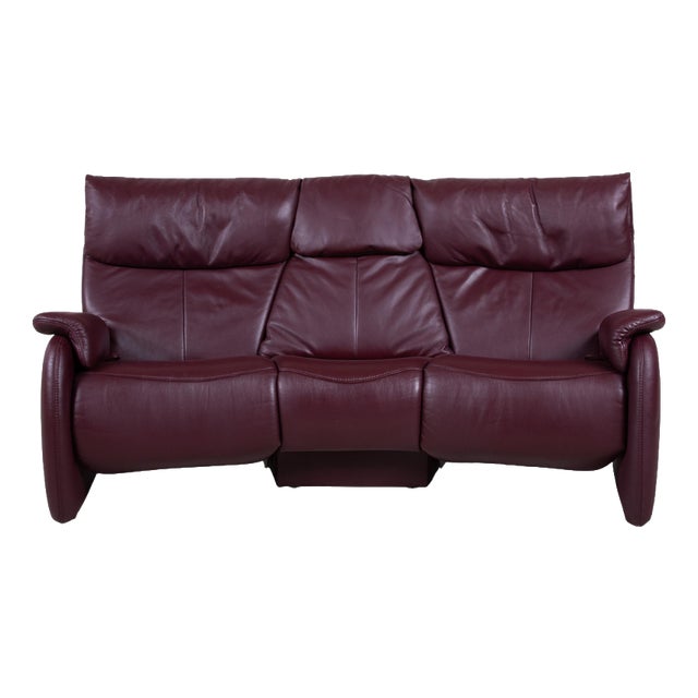 Trapez Leather Three-Seater Red Manual Function Himolla Sofa For Sale