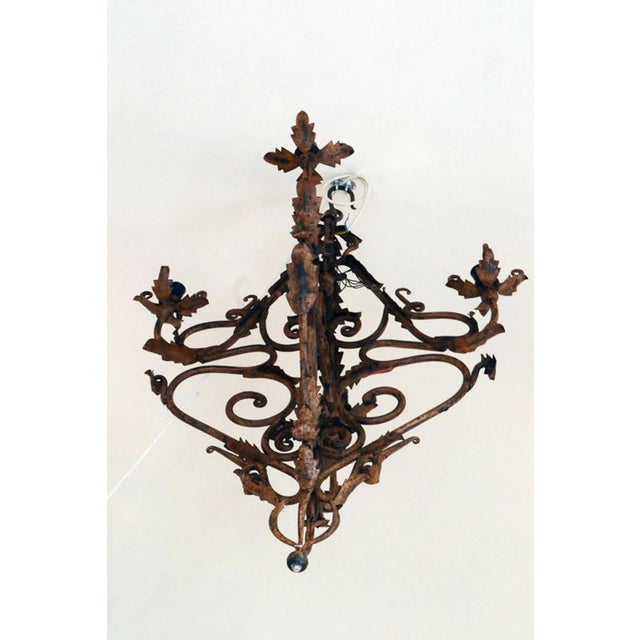 Hand-Made Wrought Iron Chandelier, 1800s For Sale - Image 4 of 9