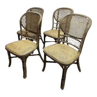 Palecek Antique Caned Side Chairs - Set of 4 For Sale