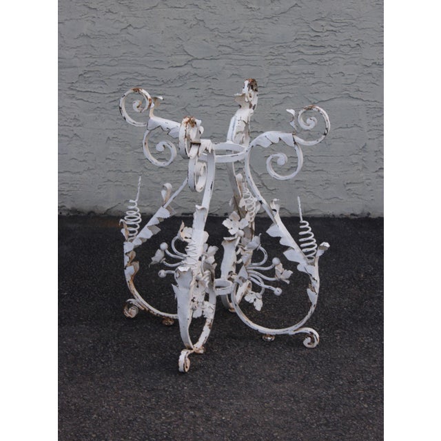 High Quality Vintage Italian Style Wrought Iron Plant Stand or Dining Garden Table Base With Decorative Scrollwork And...