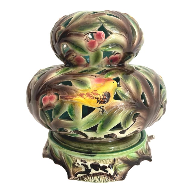 1950s Italian Flora & Fauna Lamp For Sale