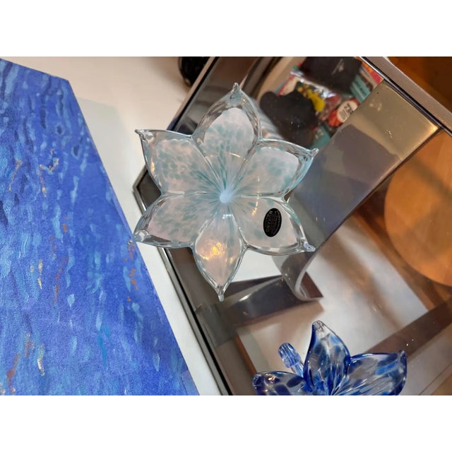 Postmodern Handmade Murano Turquoise Glass Flower Sculpture For Sale - Image 3 of 4