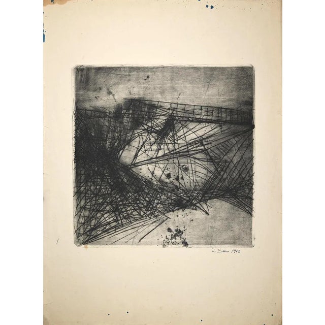 Hand signed and dated. Artist's proof. Image Dimensions: 38 x 38 cm. God conditions except for some stains. This piece is...