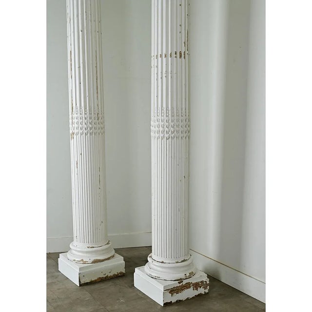 French 19th Century Pair of Monumental Painted Wood Columns For Sale - Image 12 of 12