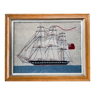 British Sailor's Woolwork of Merchant Ship Under Full Sail For Sale