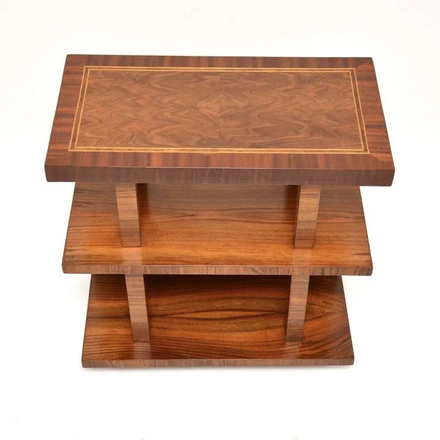 Brown Art Deco Figured Walnut Side Table, 1930 For Sale - Image 8 of 12