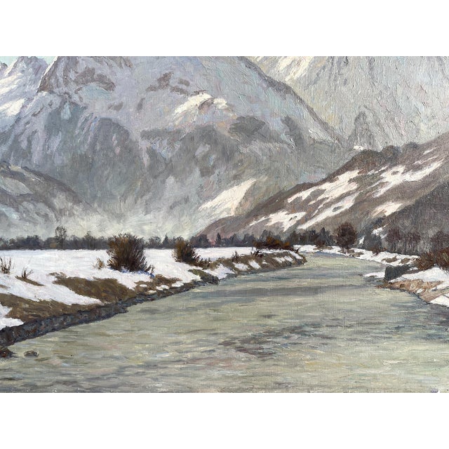 Alex Weise, Snowy Landscape, Oil Painting on Canvas, 1920s For Sale - Image 14 of 16