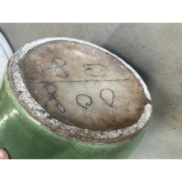 Green 1940s Green Glazed Stoneware Oil Jar For Sale - Image 8 of 12