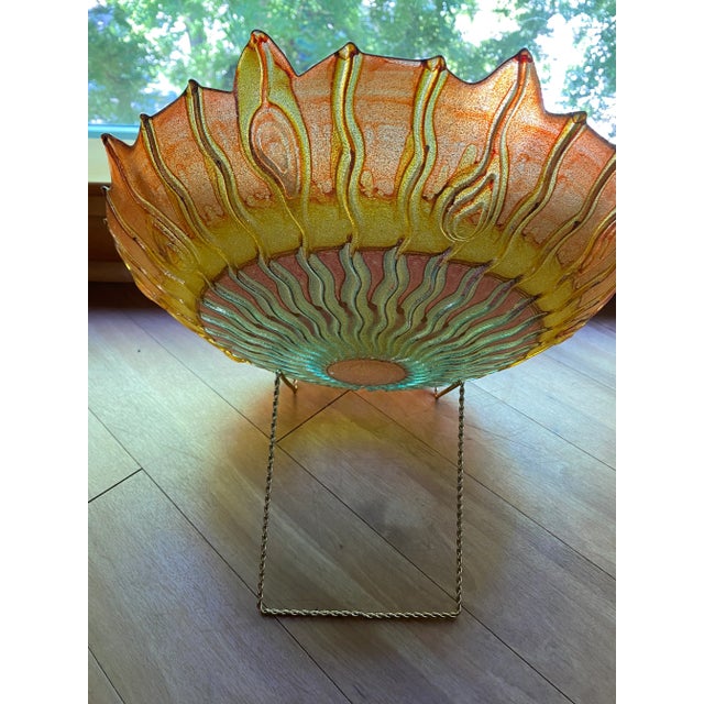 Tuscan Antique Murano Style Glass Feature Piece Peacock Style Sun Burst For Sale - Image 3 of 5