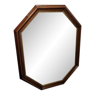Vintage Octagonal Beveled Wall Mirror With Solid Wood Frame For Sale