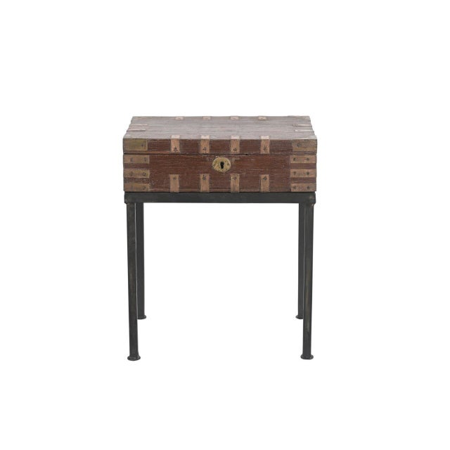 This Vintage Anglo-Indian Teak and Brass Small Chest on Iron Legs/Side Table is handcrafted from solid teakwood and...