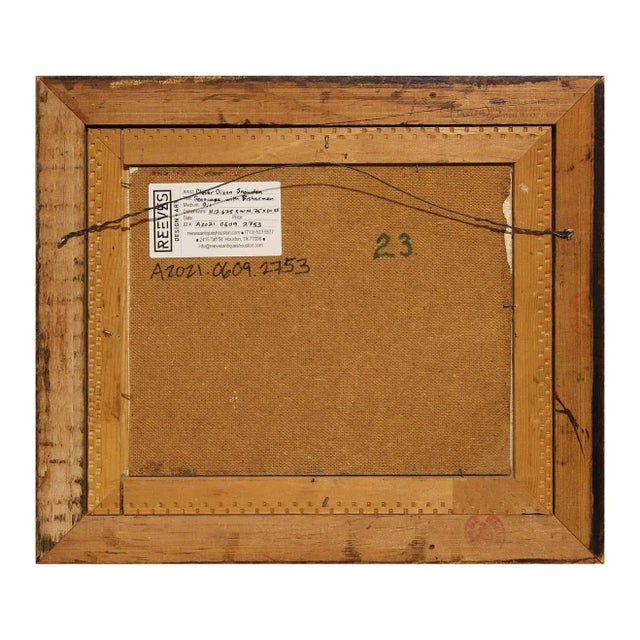 Blue Chester Dixon Snowden 1 Blue Toned Impressionist Seascape with Fishermen Landscape Painting 20th Century For Sale - Image 8 of 11