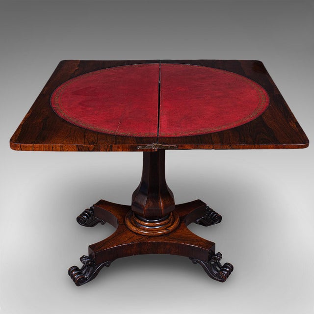 Mid 19th Century Antique Fold-Over Card Table, English, Games, Console, Bridge, Early Victorian For Sale - Image 5 of 12