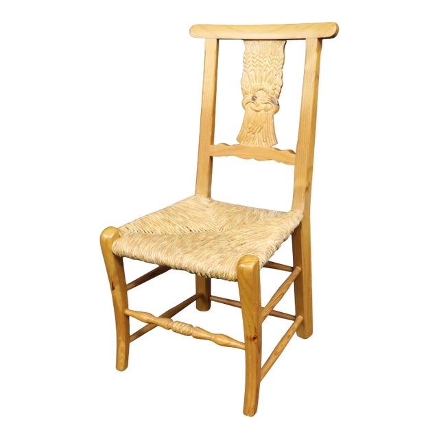 Pine Rush Seat Side Chair For Sale