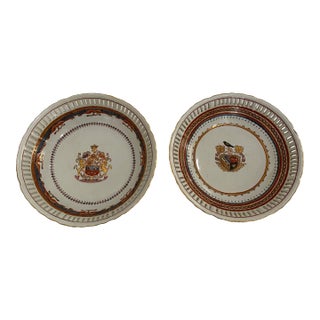 Pair of 1980s Chinese Export Armorial Bowls For Sale