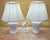 Hollywood Regency Pair of Vintage White Ceramic Ginger Jar Table Lamps With Floral Relief & Diane Shades For Sale - Image 3 of 18