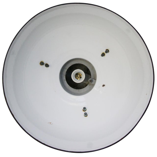 Vintage Industrial Cast Iron and Gray Enamel Pendant Light from Industria Rotterdam For Sale - Image 5 of 6