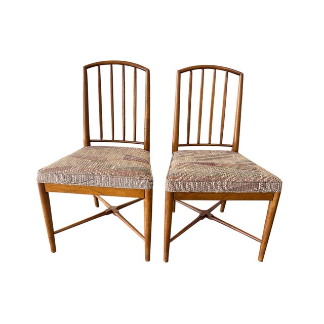 Mid-Century Modern MCM Spindle Back Walnut Dining Chairs in the Style of Seven Robsjohn-Gibbings- Set of 6, Mid Century Modern For Sale - Image 3 of 12