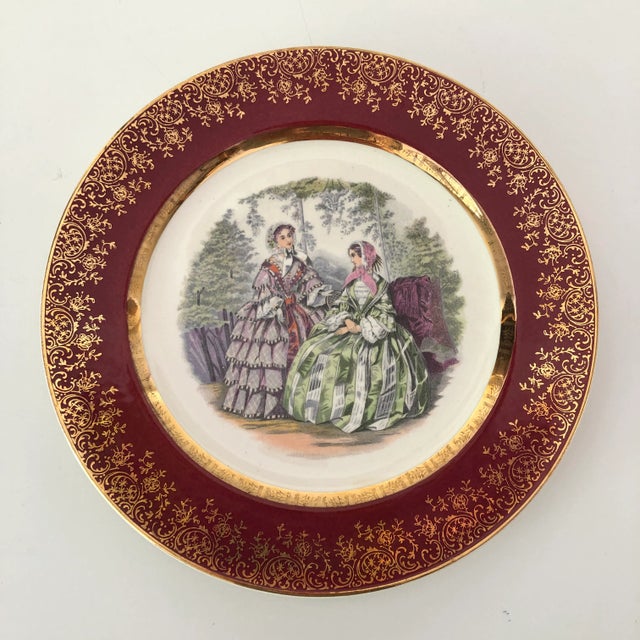 1950s Vintage Victorian Style "Nasco 23 K Gold" China Plate For Sale - Image 4 of 7
