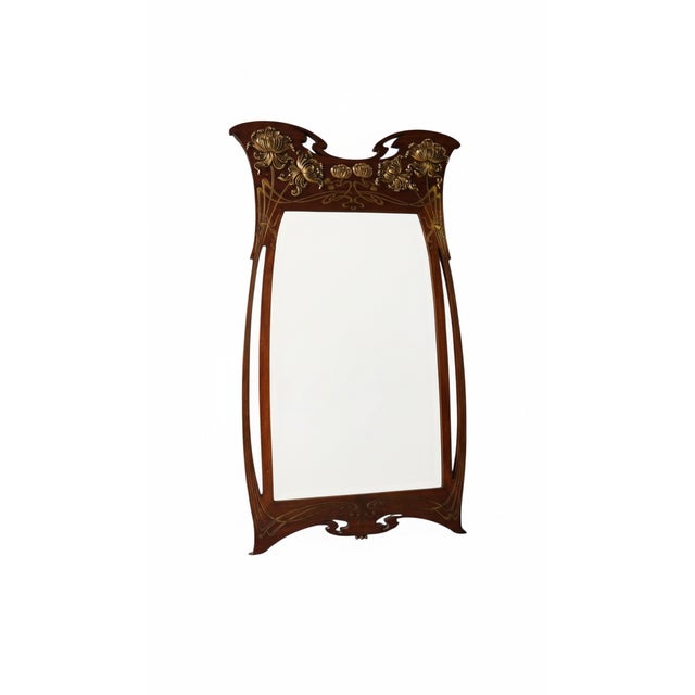 Art Nouveau Nancy School Carved Gilded Mirror with Chrysanthemum Decoration, France, 1900s For Sale - Image 17 of 18