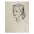 Vintage 1950 Charcoal Portrait Drawing Woman For Sale