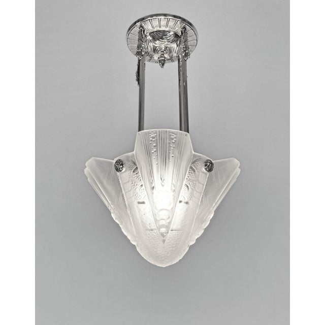 Art Deco French Art Deco Pendant Light by Petitot & Muller Freres 1930 France For Sale - Image 3 of 13