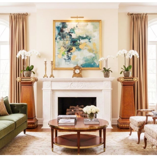 Rare Vintage French Mahogany Ormolou Inlaid Ornamental Louis Xvi Pedestal Columns- a Pair For Sale - Image 12 of 13