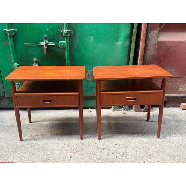 Brown Danish Teak Nightstands from Gunni Omann, 1960s, Set of 2 For Sale - Image 8 of 11