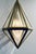 Original retail $7947, stylish Baltic Modern Alabaster and Satin Brass Geometric Lens Pendant Light, showroom floor...