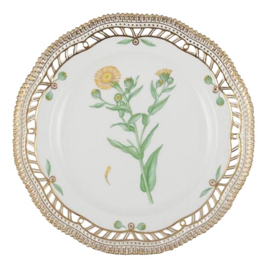 Flora Danica Openwork Lunch Plate with Flowers from Royal Copenhagen, 1958 For Sale