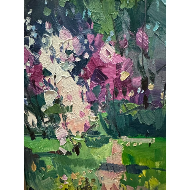2022 Oil Post-Impressionist Jose Trujillo Original Garden Path, Framed in Plein Air For Sale In Houston - Image 6 of 8