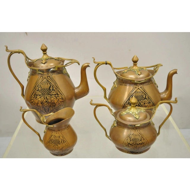 Late 19th Century Carl Deffner Copper German Art Nouveau Thistle Tea Set - 4 Pc Set For Sale - Image 12 of 12