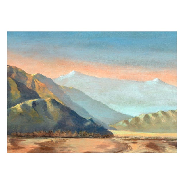 Contemporary Mid Century Desert Mountain Landscape by Faith Dougherty For Sale - Image 3 of 4