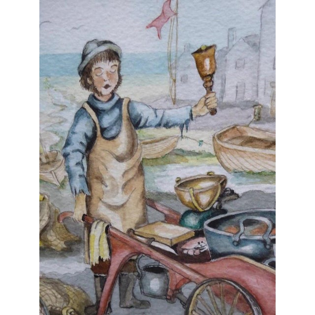 Anthony Palmer, Impressionist Painting of a Fish Seller, 1980, Watercolour For Sale - Image 13 of 14