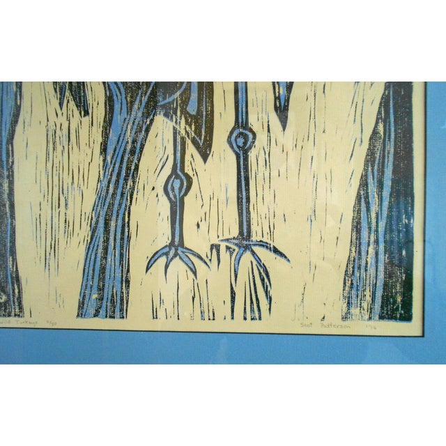 Abstract Late 20th Century Reduction Woodcut Print by Scot Patterson "Wild Turkeys" For Sale - Image 3 of 3