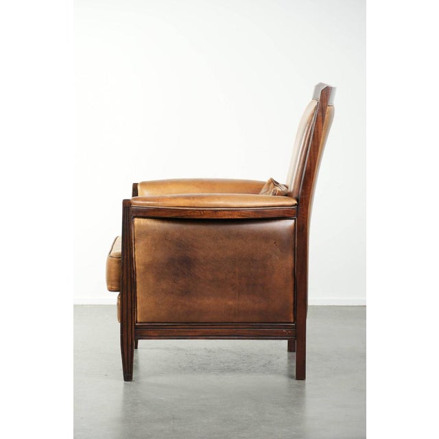 Art Deco Chair in Sheepskin Leathr For Sale - Image 5 of 14