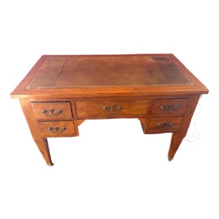 Antique Walnut Leather Top French Writing Desk For Sale