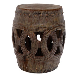 Caramel Brown Prosperity Garden Stool For Sale