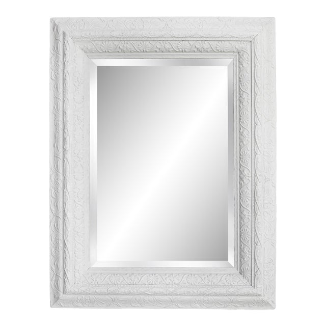 Ivory Victorian Wide Framed Mirror For Sale